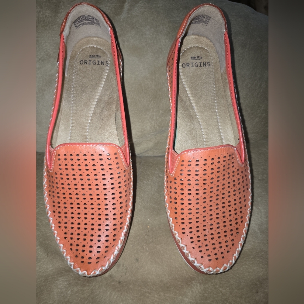Earth Origins Lark Lizzy Women's Orange Leather Loafers Size 11 - Picture 3 of 9